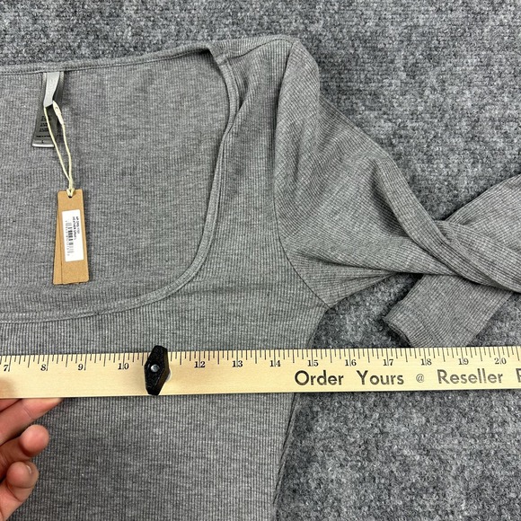 Skims Dress Womens Large Heather Gray Soft Lounge Ribbed Long Sleeve Maxi - Picture 6 of 6